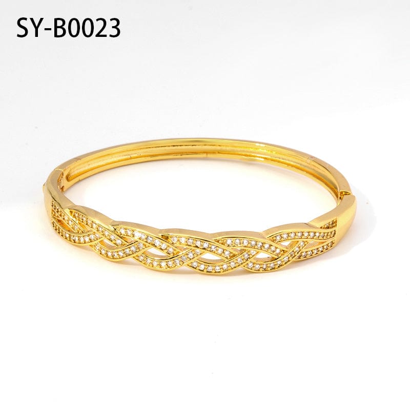 18cm / SY-B0023 High Quality 18k Gold Plated Minimalist Brass Cuff Bracelet For Women