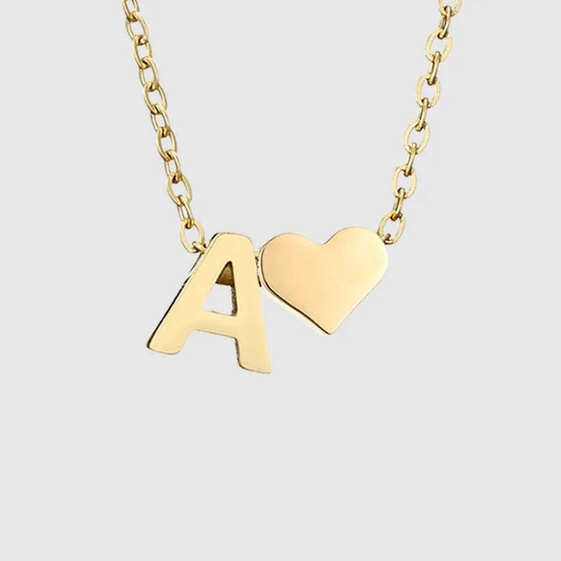 18inches / A LWD60276 Stainless 18K Gold Plated Heart Initial Pendant Necklace Custom Name Friendship Birthday Gift Personalized Necklaces