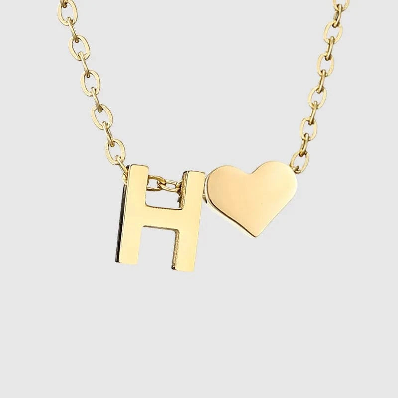 18inches / H LWD60276 Stainless 18K Gold Plated Heart Initial Pendant Necklace Custom Name Friendship Birthday Gift Personalized Necklaces