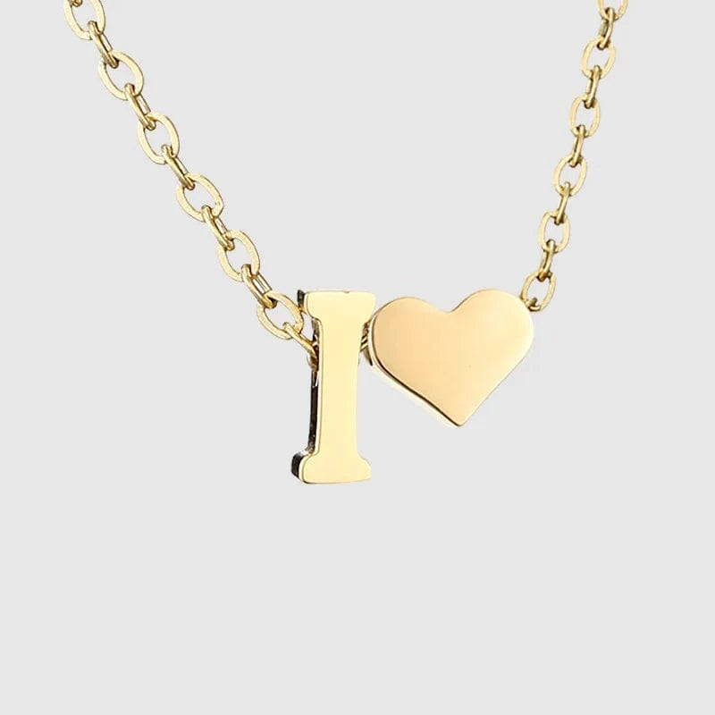 18inches / I LWD60276 Stainless 18K Gold Plated Heart Initial Pendant Necklace Custom Name Friendship Birthday Gift Personalized Necklaces