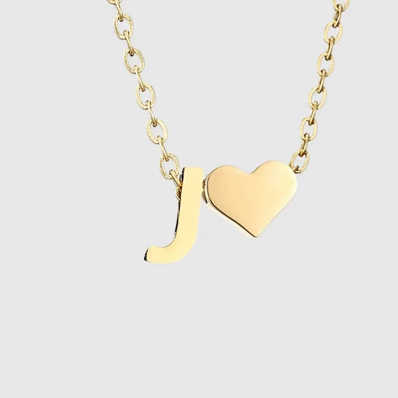 18inches / J LWD60276 Stainless 18K Gold Plated Heart Initial Pendant Necklace Custom Name Friendship Birthday Gift Personalized Necklaces