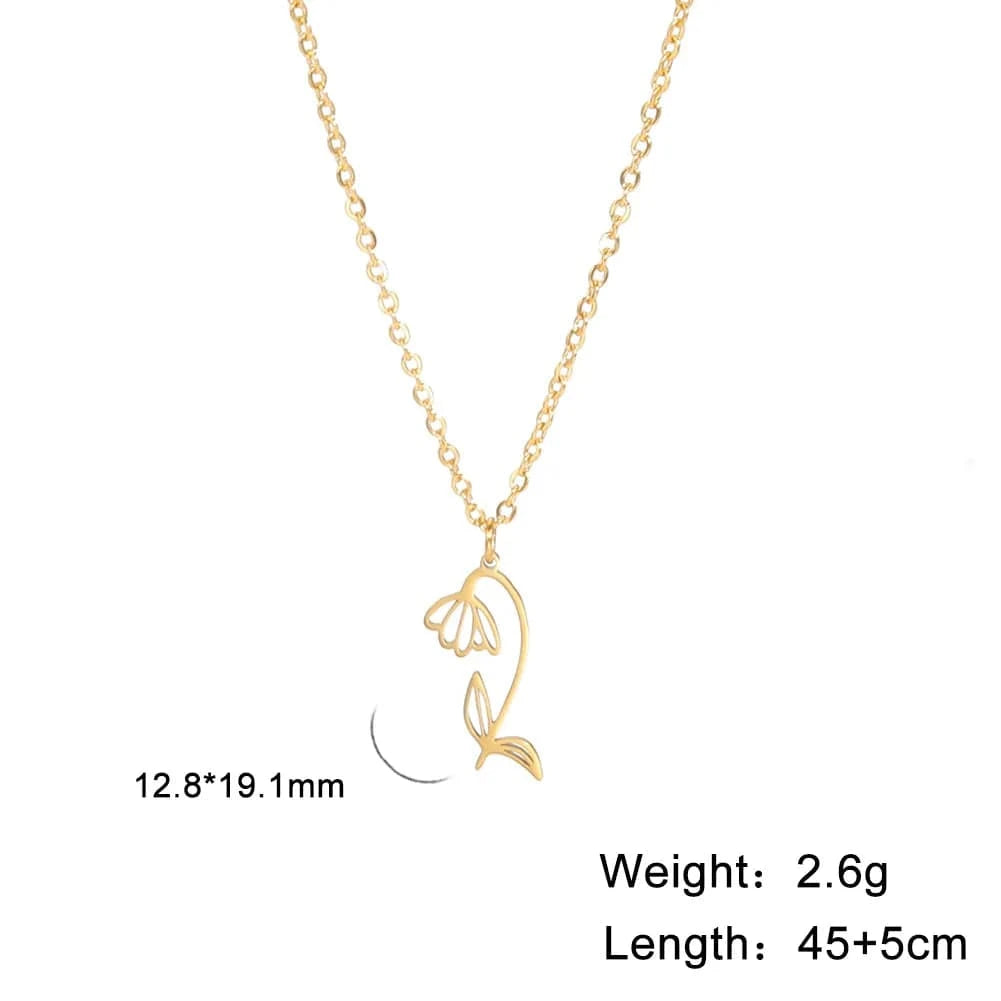 18inches / January Birth Flower Necklace for Women Mom Gift Best Friend Birthday Gifts Necklace personalized jewelry birth month flower