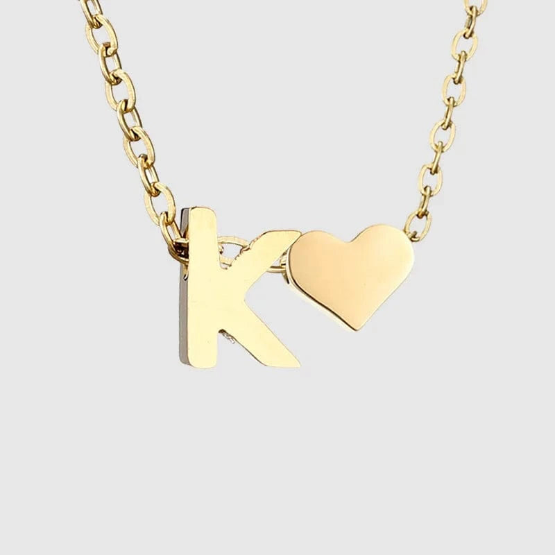 18inches / K LWD60276 Stainless 18K Gold Plated Heart Initial Pendant Necklace Custom Name Friendship Birthday Gift Personalized Necklaces