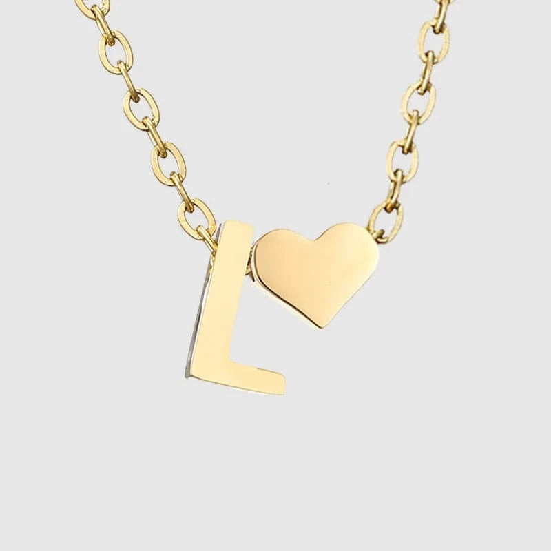 18inches / L LWD60276 Stainless 18K Gold Plated Heart Initial Pendant Necklace Custom Name Friendship Birthday Gift Personalized Necklaces
