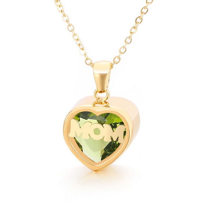 18inches / Light green LWN41261 I You Love Heart Stainless Steel Rhinestone Best Mom Necklace Gift For Mother