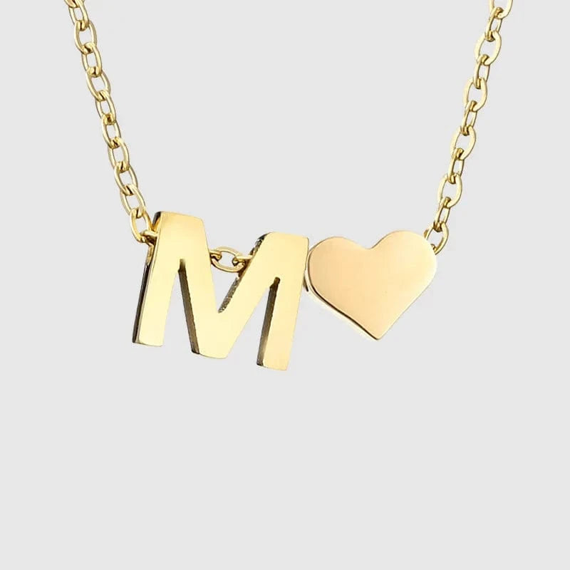 18inches / M LWD60276 Stainless 18K Gold Plated Heart Initial Pendant Necklace Custom Name Friendship Birthday Gift Personalized Necklaces