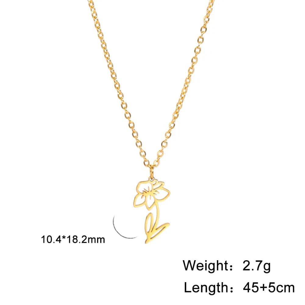 18inches / March Birth Flower Necklace for Women Mom Gift Best Friend Birthday Gifts Necklace personalized jewelry birth month flower