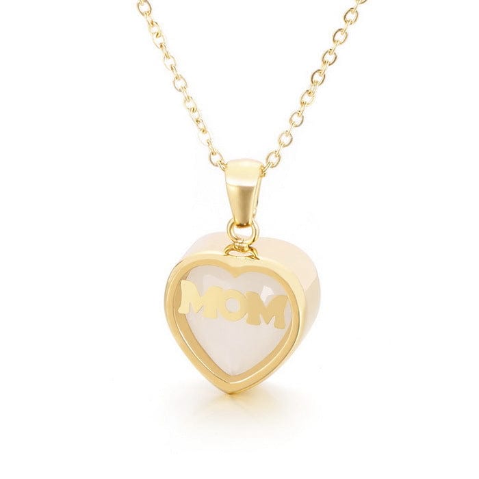 18inches / Milky White LWN41261 I You Love Heart Stainless Steel Rhinestone Best Mom Necklace Gift For Mother