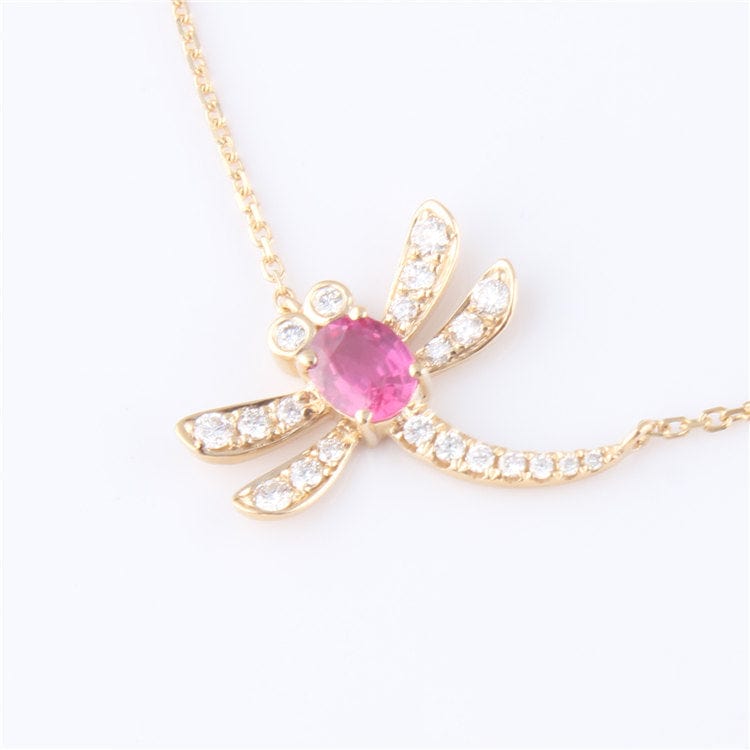 18inches / Natural Pink Sapphire selling jewelry online jewelry gold 18k real gold natural pink sapphire dragonfly ladies necklace