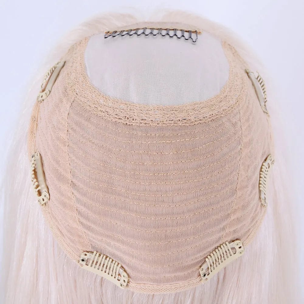 18inches / Platinum Blonde / 7X8 Factory Price Toppers Hair Pieces  Remy Human Hair Platinum Blonde 18 Inches Double Drawn Silk Base Topper