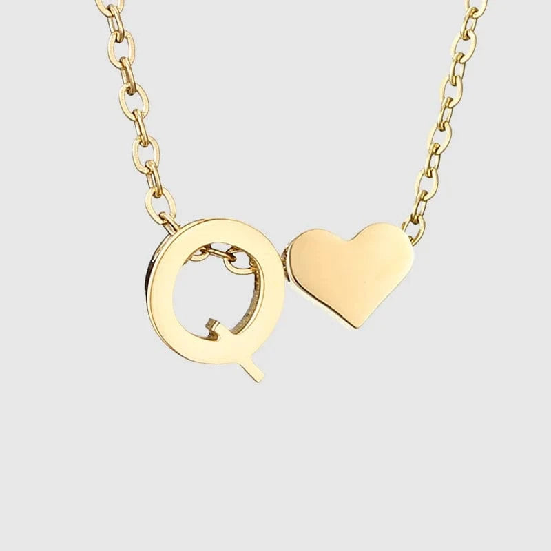 18inches / Q LWD60276 Stainless 18K Gold Plated Heart Initial Pendant Necklace Custom Name Friendship Birthday Gift Personalized Necklaces