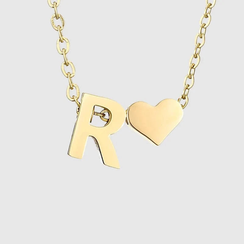 18inches / R LWD60276 Stainless 18K Gold Plated Heart Initial Pendant Necklace Custom Name Friendship Birthday Gift Personalized Necklaces