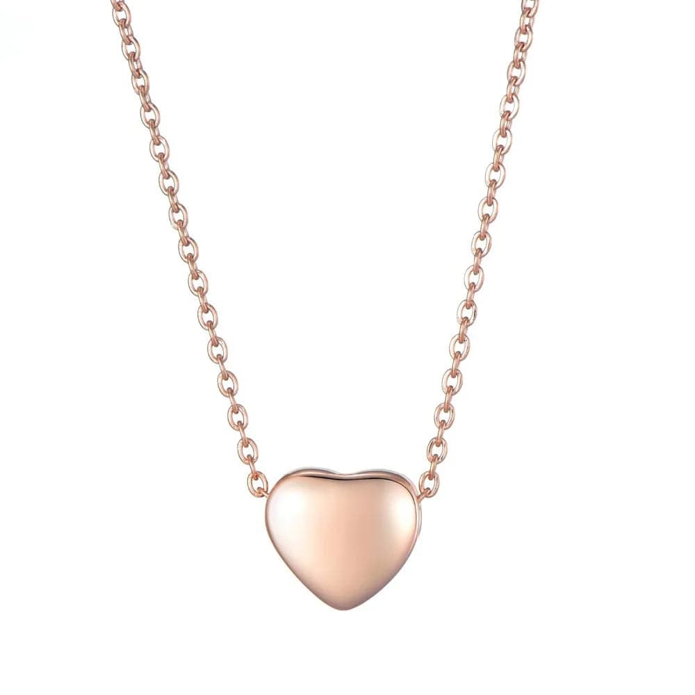 18inches / Rose Gold LWD60275 Stainless Steel Heart Pendant Silver 18K Rose Gold Plated Birthday Gift for Girlfriend Mother Friendship Necklace
