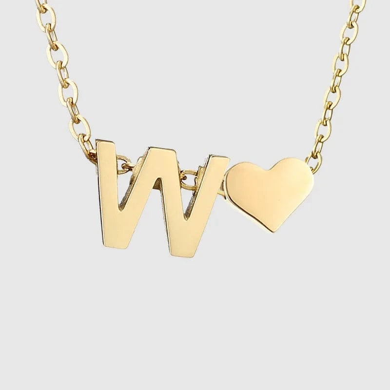 18inches / W LWD60276 Stainless 18K Gold Plated Heart Initial Pendant Necklace Custom Name Friendship Birthday Gift Personalized Necklaces