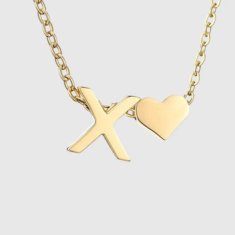 18inches / X LWD60276 Stainless 18K Gold Plated Heart Initial Pendant Necklace Custom Name Friendship Birthday Gift Personalized Necklaces