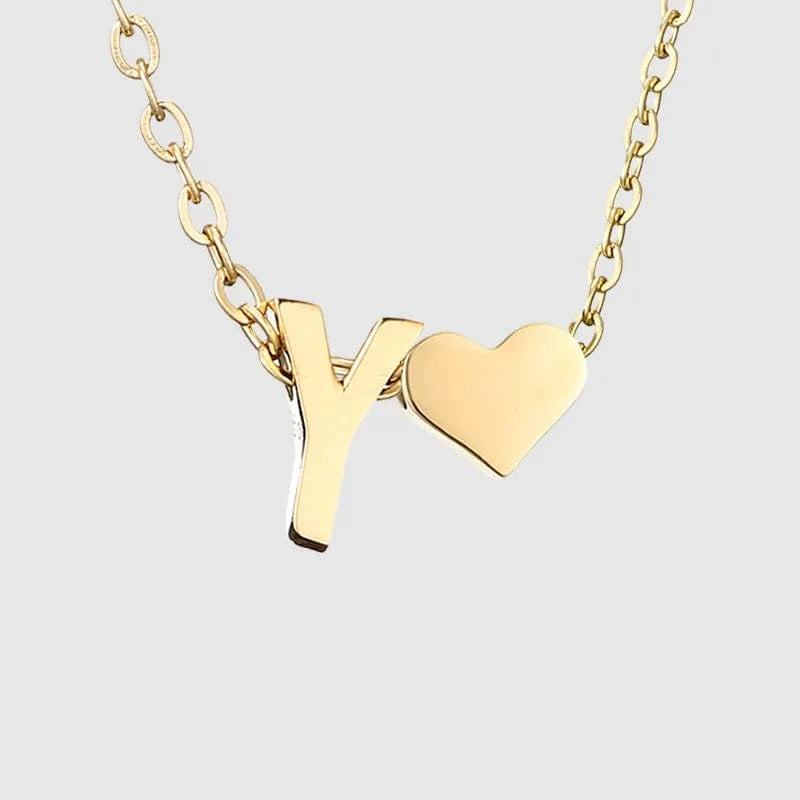 18inches / Y LWD60276 Stainless 18K Gold Plated Heart Initial Pendant Necklace Custom Name Friendship Birthday Gift Personalized Necklaces