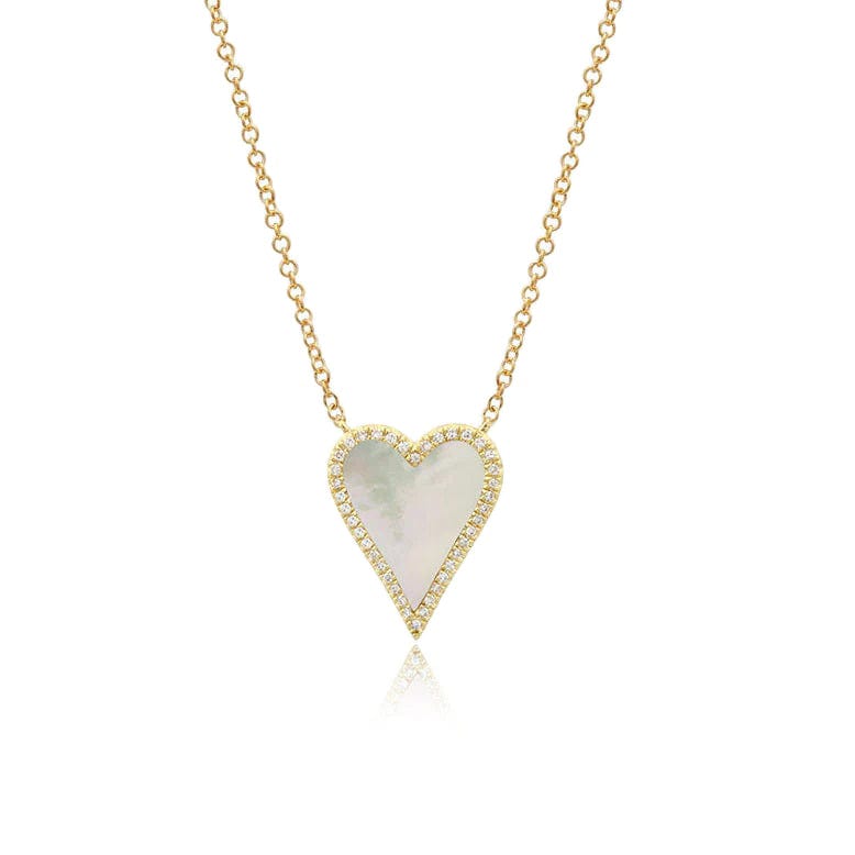 18k Gold / 45+5cm / PEARL Slovehoony 925 Sterling Silver 18k Gold Plated Zirconia Stone Pave Enamel Pink Heart Pendant Necklace