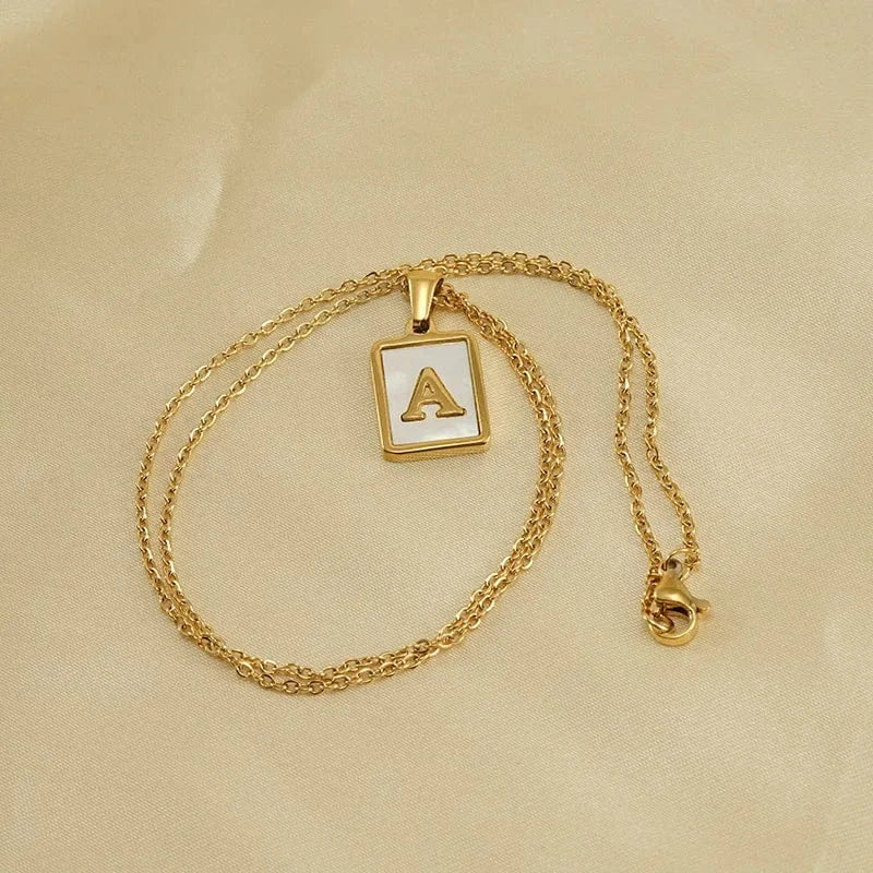 18K Gold plated  letter necklace shell necklace Colored shell women high quality name necklace personalised