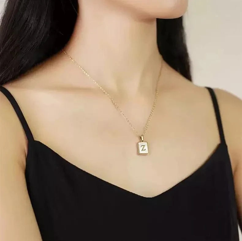 18K Gold plated  letter necklace shell necklace Colored shell women high quality name necklace personalised