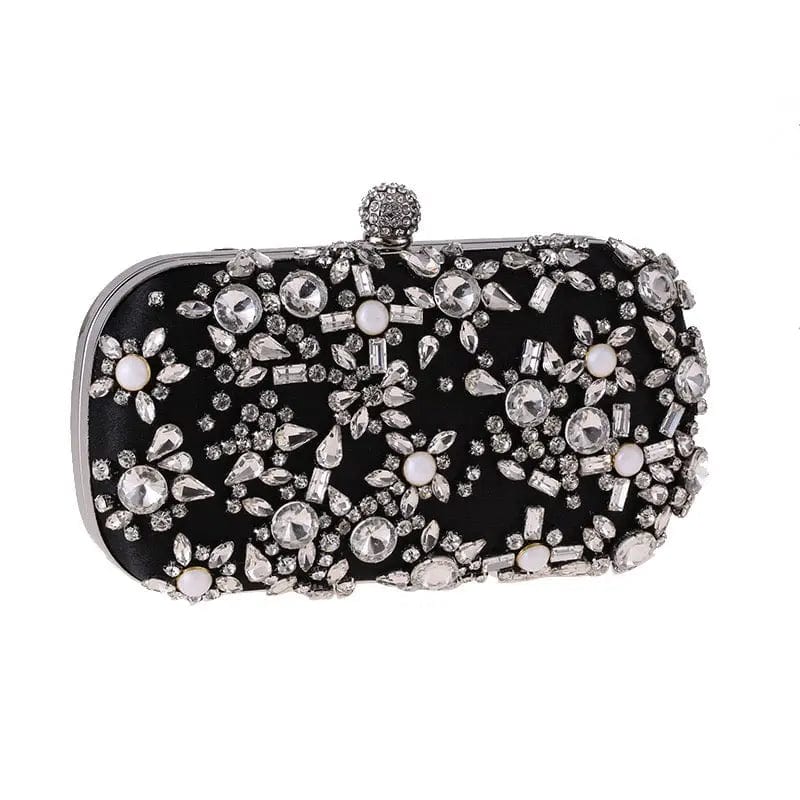18X10X5CM / black Luxury Rhinestone Party Purse Crystal Rhinestone Clutch Bag Diamond Handmade Purse Ladies Clutch Evening Bag