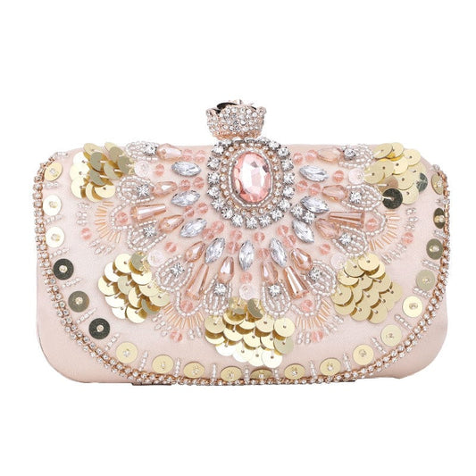 19.5*4.5*11 cm / Golden Wholesale  luxury clutch  sequins diamond party bags evening purse  for ladies