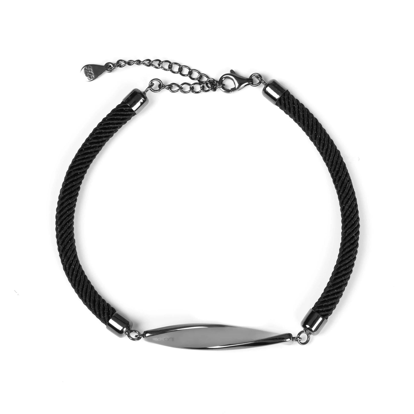 19.5CM / Black OEM&ODM New Fashion Adjustable Braided Rope 925 Sterling Silver Infinity Bracelet