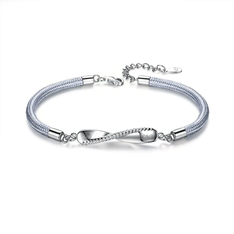 19.5CM / silver OEM&ODM New Fashion Adjustable Braided Rope 925 Sterling Silver Infinity Bracelet