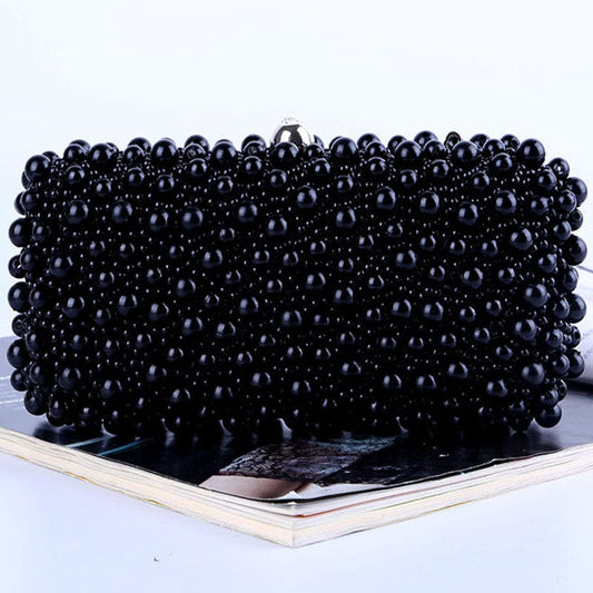 19*6*9cm / black Wholesale Ladies Handmade Beaded Evening Bag Party Clutch Bags Pearls For Banquet Wedding Woman Clutch Pearl Handbag