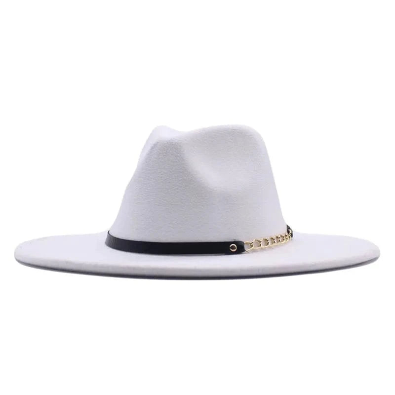 19 fashion sombrero cap hat  multi-color felt women fedora hats wholesale with chain belts