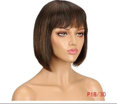 19 INCHES / P1B 30 sleek quality wholesale glueless natural Color brown Long Straight Hair Brazilian hair  Swiss Lace Front wig Human Hair Wigs