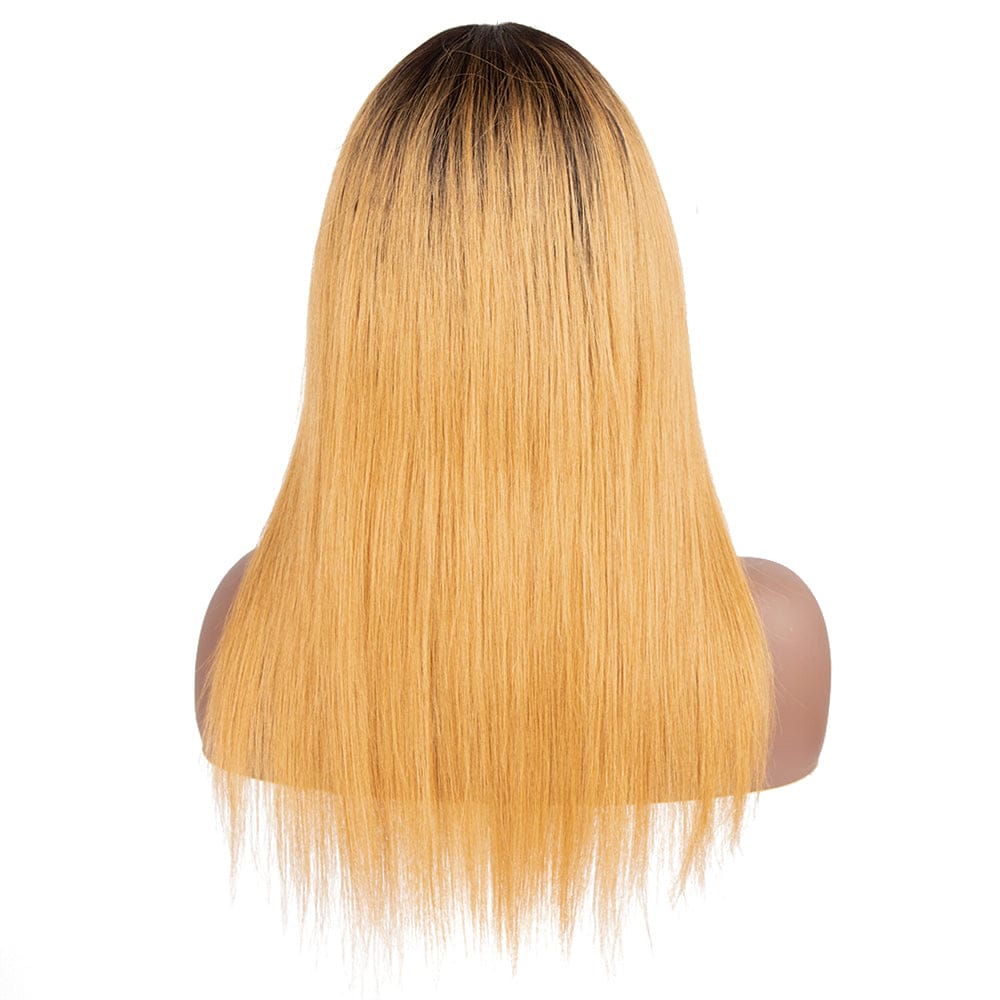 19 INCHES / TT1B 27 sleek quality wholesale glueless natural Color brown Long Straight Hair Brazilian hair  Swiss Lace Front wig Human Hair Wigs