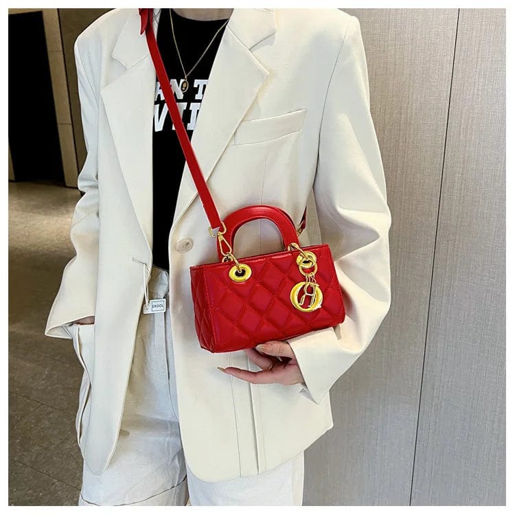 19x8x11cm / 6663 Red Famous Brand Purses And Handbags Luxury Designer Quilted Tote Bags Diamond Lattice Top Handle Lady Bags Elegant Shoulder Bags