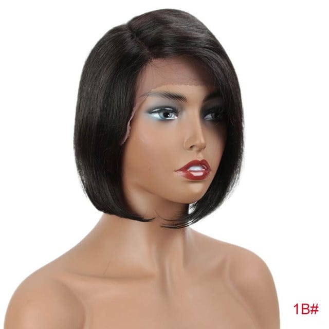 1B Hot Selling Human hair Bob Lace Front Wigs Natural Brazilian Remy Human Hair Wigs Pixie Cut Lace Part Wig For Women