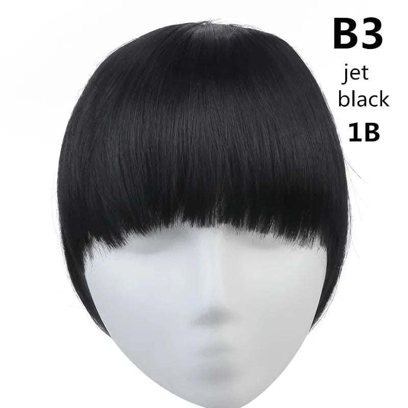 1B Wholesale 8 Inch Short Natural Hairpieces Synthetic Hair Bangs Fringe Straight Thick Neat Blun Front Clip In Bangs Extension