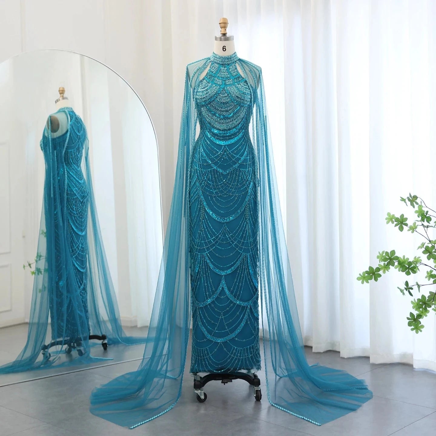2 / 1 Luxury Dubai Mermaid Green Evening Dresses With Gloves 2024 Elegant Saudi Arabia Women Wedding Party Gowns Sz209