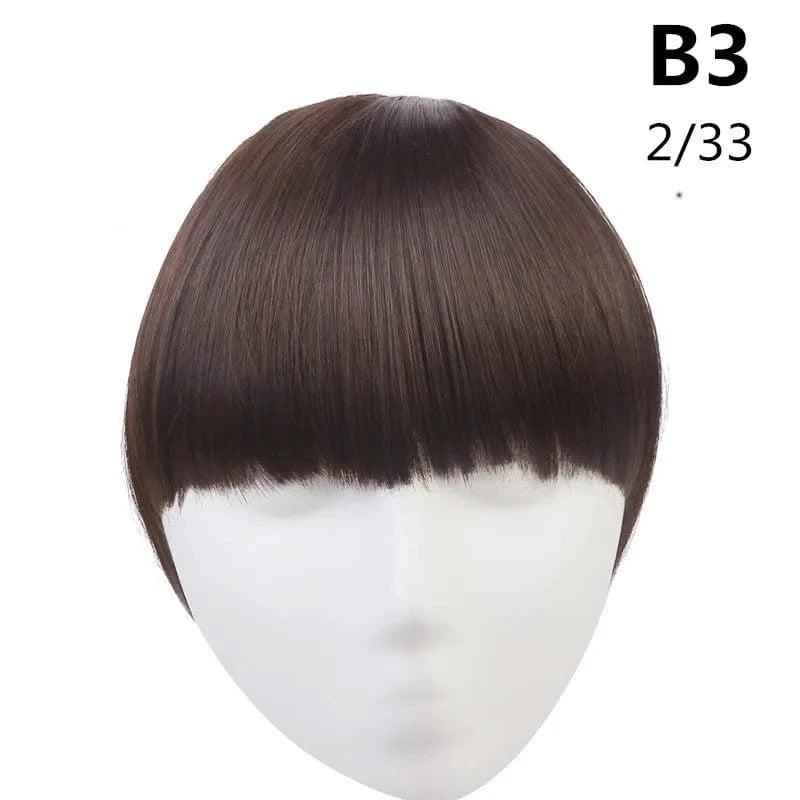 2/33 Wholesale 8 Inch Short Natural Hairpieces Synthetic Hair Bangs Fringe Straight Thick Neat Blun Front Clip In Bangs Extension