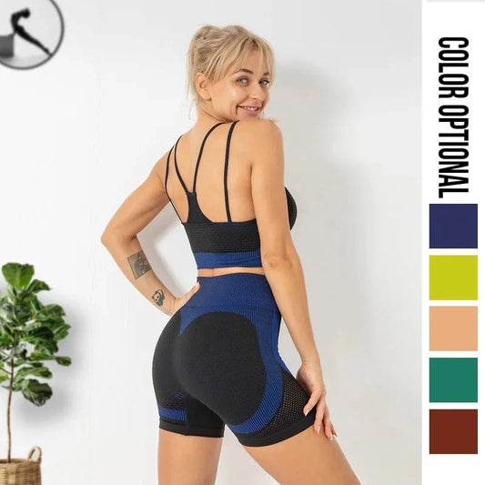 2 Pieces Yoga Sets Fitness Women Sport Bra Tank Top Fitness Running High Waist Lulu Yoga short Active wear For Women's Yoga Set