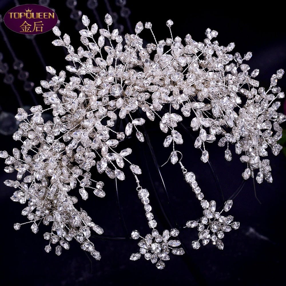 2 S5047F   Bridal Crown Tiara Wedding Dress Handmade Silver Shining Diamonds Catwalk Jewelry bridal accessories hair
