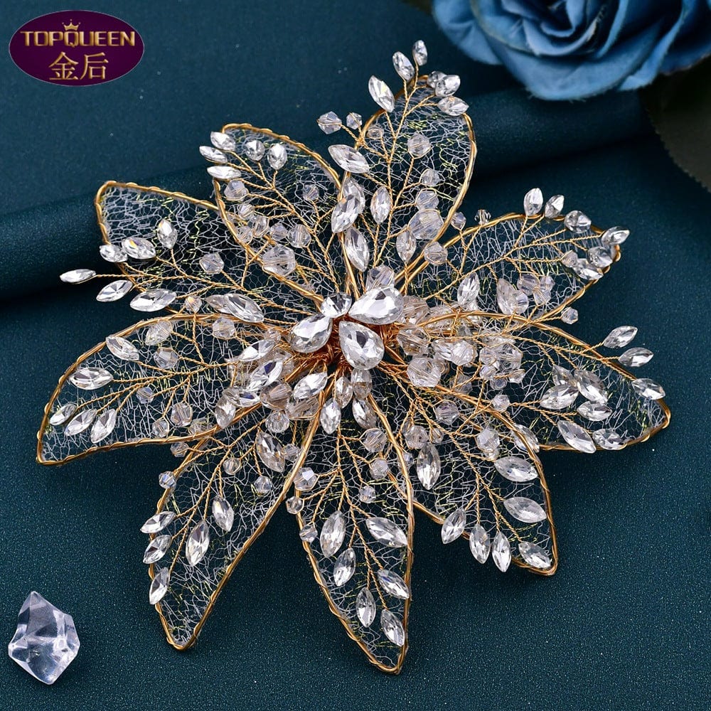 2 S5049F    New High Quality Mesh Edge Clip Leaf Flower Hair Jewelry Headband  bridal wedding hair accessories