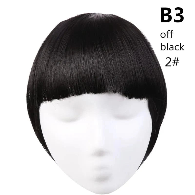 2# Wholesale 8 Inch Short Natural Hairpieces Synthetic Hair Bangs Fringe Straight Thick Neat Blun Front Clip In Bangs Extension