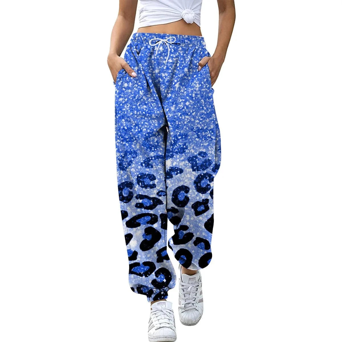 2 XL / 03 European  Women's Digital printing 2023 Spring and Autumn New loose Foot-binding sports pants High waist All-match casual pants