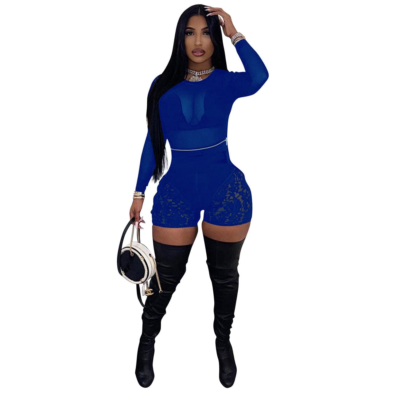 2 XL / #04 Women Mesh Cover up Sets Sheer 2 Piece Outfits Crop Top Zipper Short Sets Club Wear
