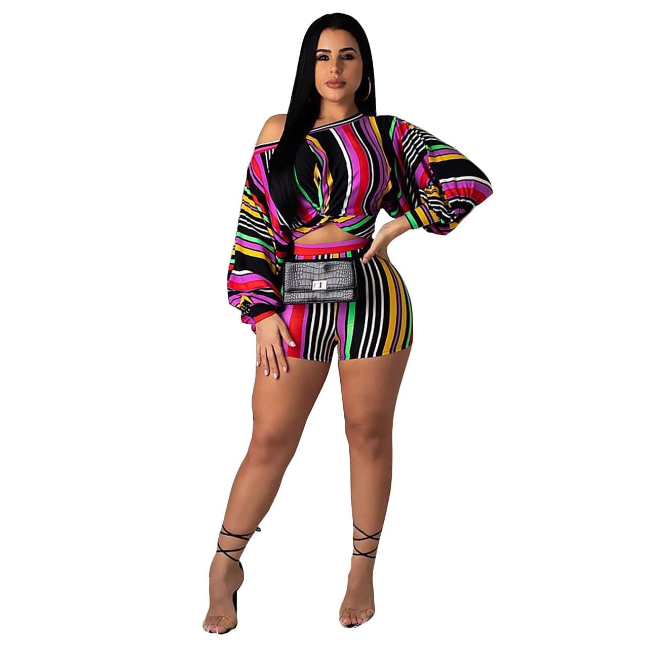 2 XL / #05 Women Sexy Long Sleeve Jumpsuits Colorful Printed Romper Bodycon Night Out Party Clubwear 2 Piece Outfits