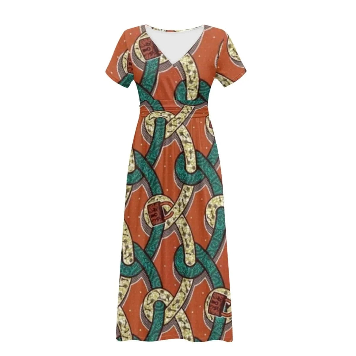 2 XL / african wax 5AZ31-1 Hot sale custom made geometric design short sleeves long dresses african wax print clothes women's dresses for special occasions