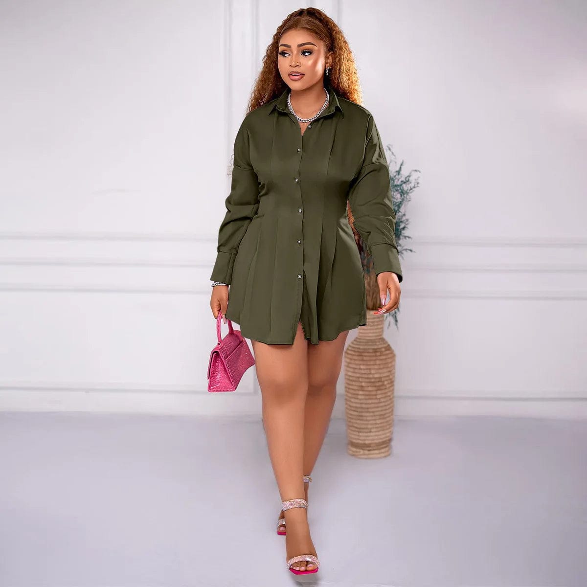 2 XL / Army Green Fall 2023 New Sexy Women Dresses Casual Lantern Sleeve Tunic Waist Long Sleeved Above Knee Mini Modest Tshirt Dress