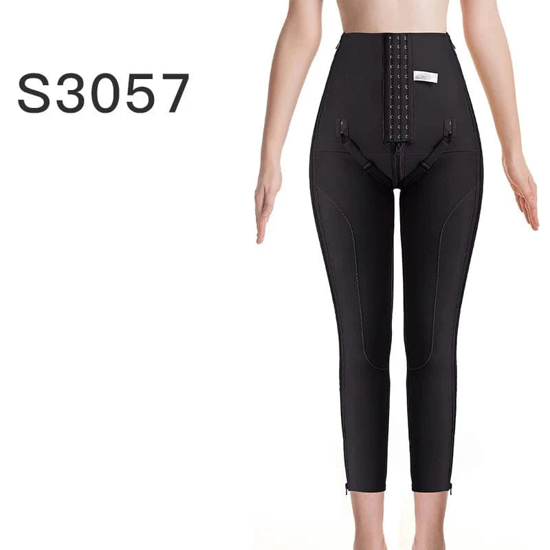 2 XL / Beige Post Liposuction Body Shaper Pant Butt Lift Compression Inner Thigh Double Layer Legging Zipper Lipo BBL Shapewear Pants