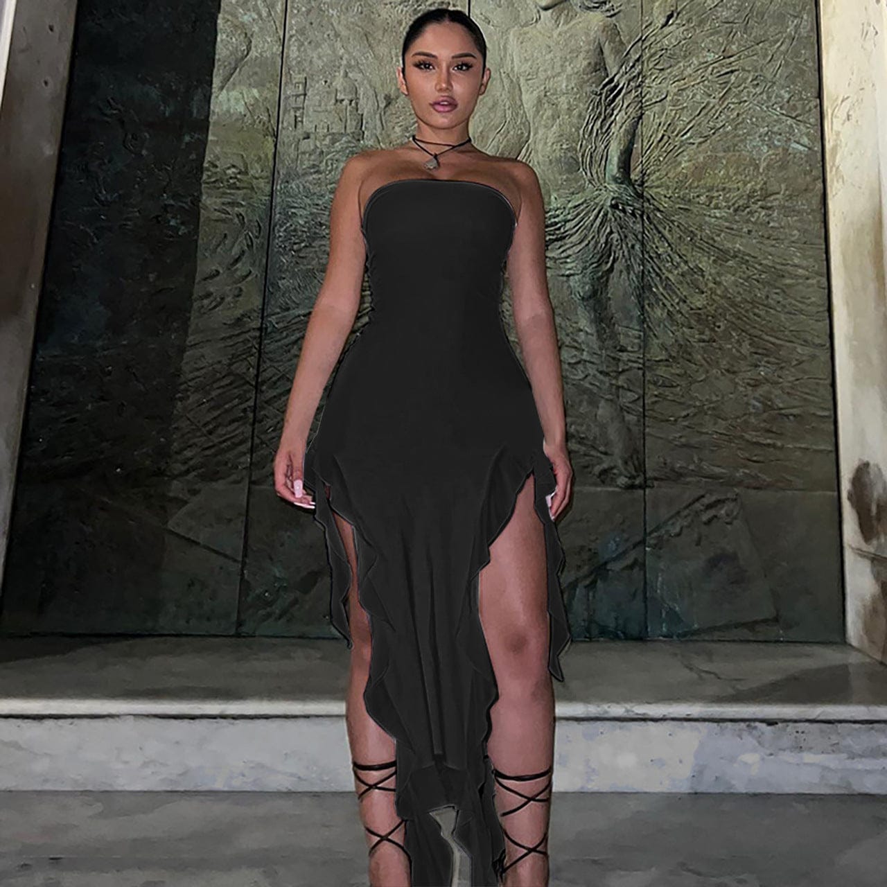 2 XL / black 2023 Casual Fashion Dress Solid Color Plus Size Sleeveless Girls' Long Dresses Spring Summer Woman Clothing For Women