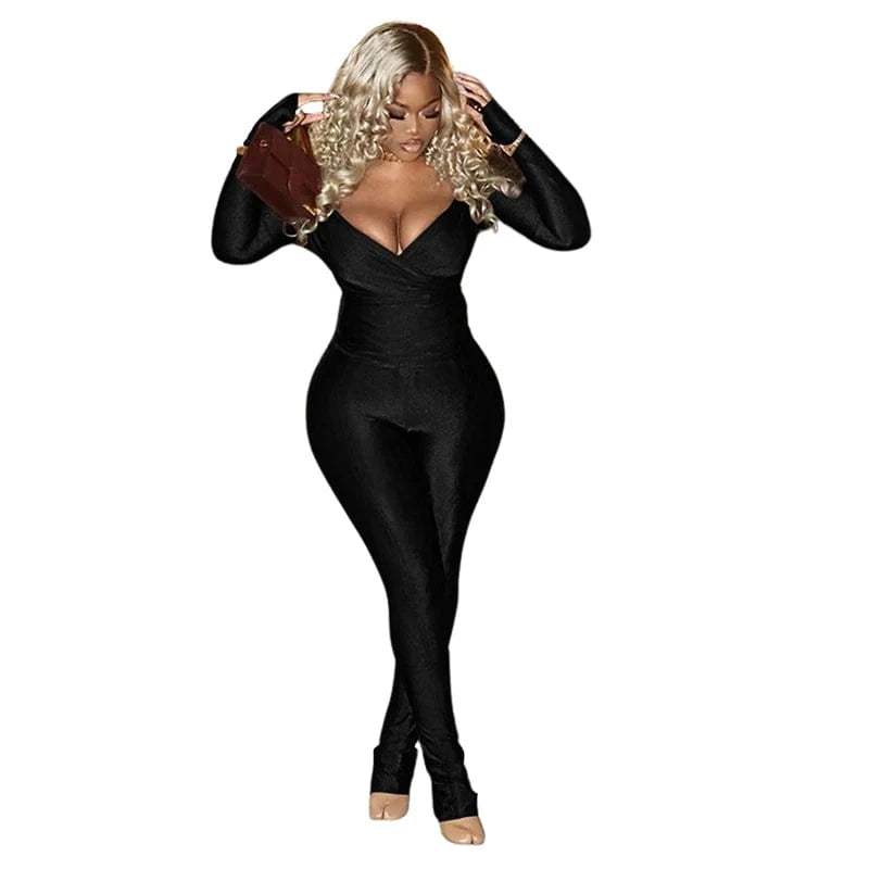 2 XL / Black african casual outfit women v neck long sleeve shirt top and split pants two 2 piece track suit set women clothing for women