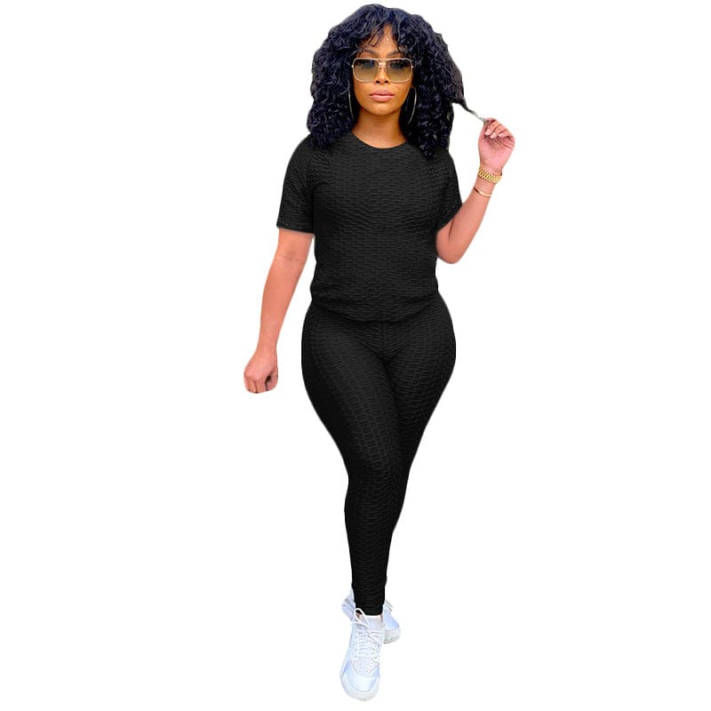 2 XL / black Summer 2022 Women Nylon Spandex Stretchy Sweatsuit Fitness Yoga Set Sports Wear Tracksuit Sweatpants 2 Piece Sweat Suits xs