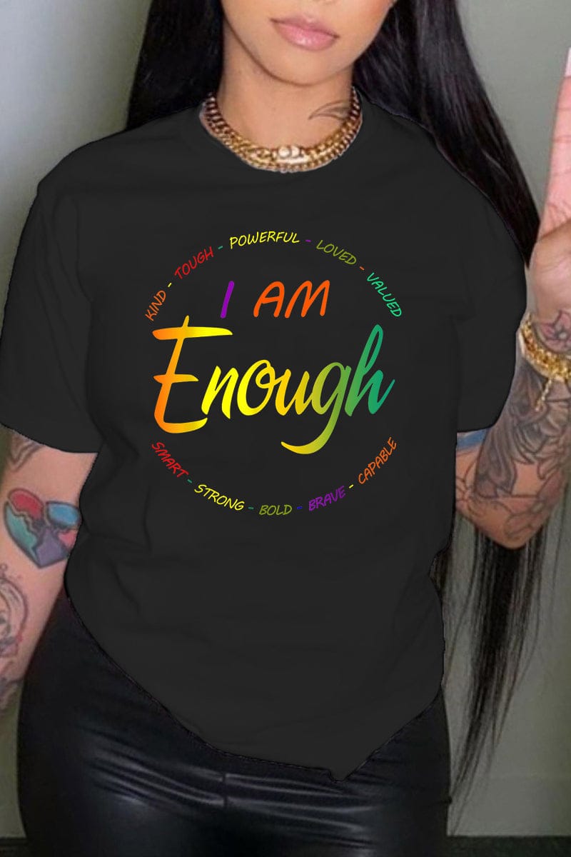 2 XL / black Trendy Women Clothes Summer Women's Clothing Casual Round Neck Pullover Printed T-shirt